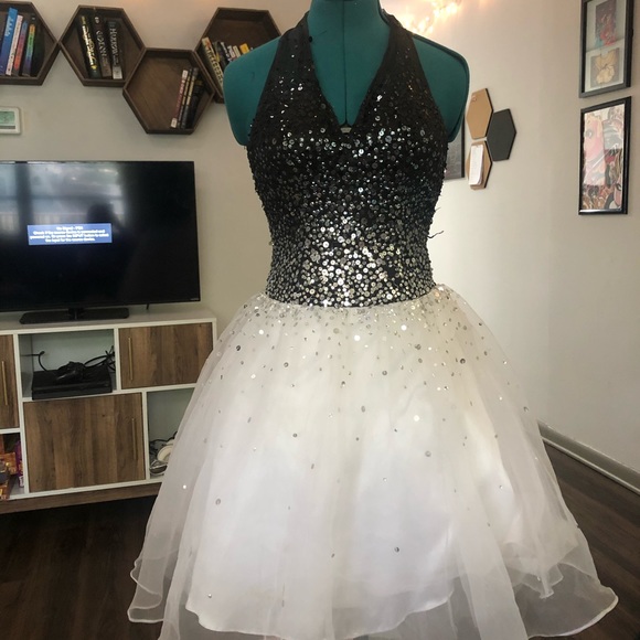 Alyce Designs Black and White Sequin Tulle Dress - Picture 2 of 4
